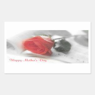 Rectangular Rosa rojo - pegatina del día de madre