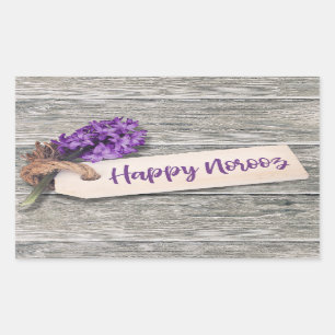 Rectangular Rustic Happy Norooz Hyacinth - Pegatina