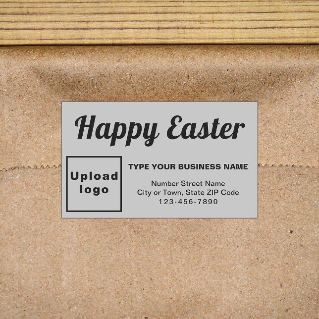 Rectangular Saludo de Pascua de Negocios en Pegatina Rectangle (Business Easter greeting on gray rectangle sticker)