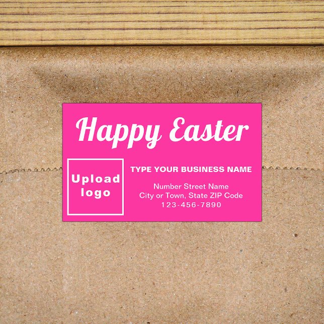 Rectangular Saludo de Pascua de Negocios en Pegatina Rectángul (Business Easter greeting on pink rectangle sticker)