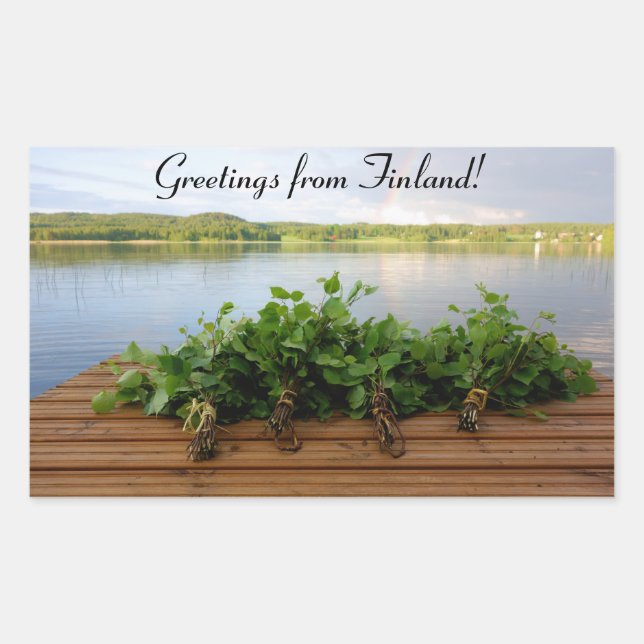 Rectangular Saludos del pegatina finlandés (Anverso)