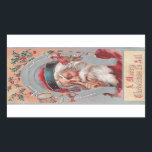 Rectangular Santa Claus Horseshoe Pegatina de época enmarcado<br><div class="desc">Santa Claus Horseshoe Pegatina de Vintage enmarcado - Si te encanta todo lo que es vintage, ¡esto es para ti! Viaje de vuelta a antaño y piérdese en el hermoso color y detalle de esta imagen vintage. Magníficas obras de arte de hace días. ¡Disfrútalo! La imagen dice "Feliz Navidad a...</div>