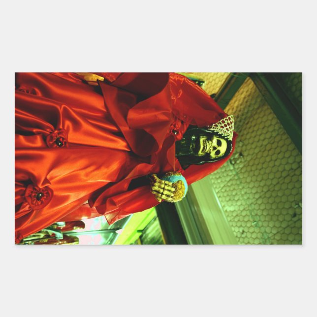 Rectangular Santa Muerte Pegatina (Anverso)