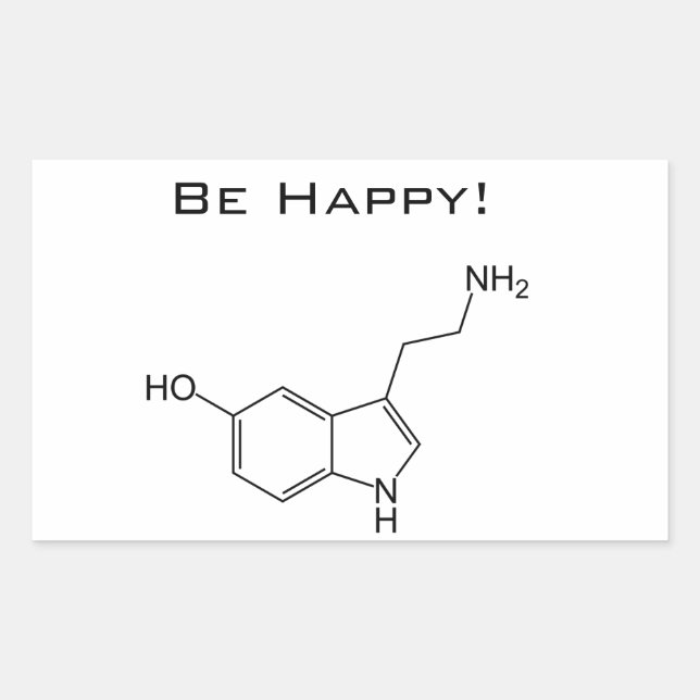 Rectangular ¡Sé feliz! Pegatina de serotonina (Anverso)