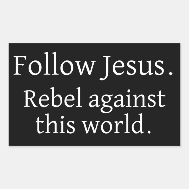 Rectangular Seguir a Jesús Pegatina (Anverso)