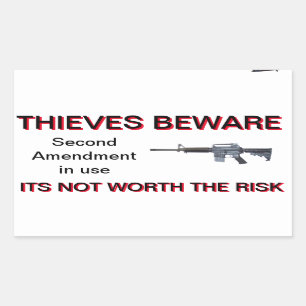 Rectangular Segunda enmienda Colt AR-15 pegatina de seguridad