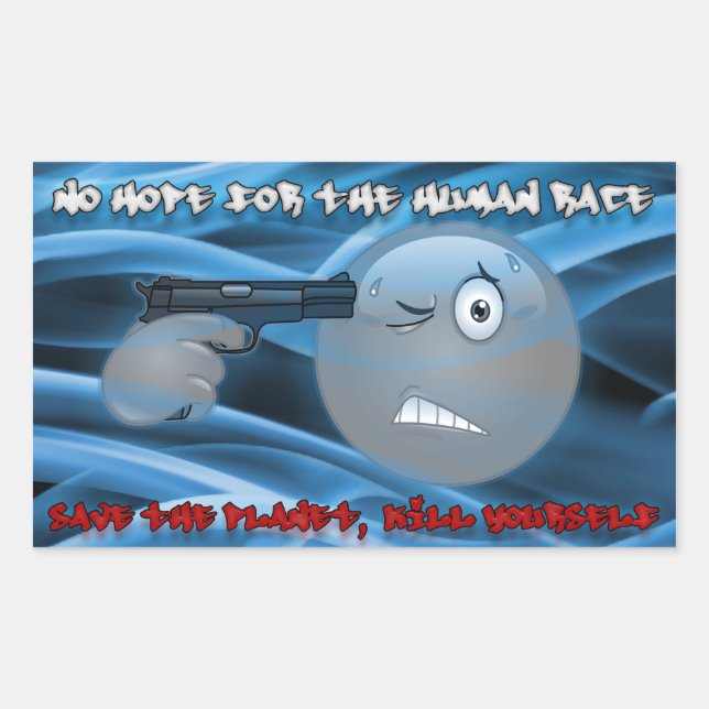 Rectangular Sin esperanza Pegatina azul humeante (Anverso)