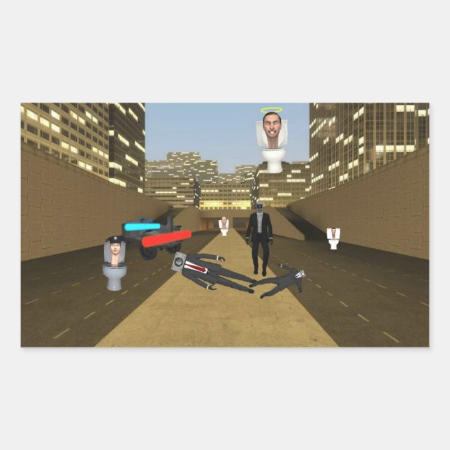 Rectangular Skibidi Toilet Pegatina :) (Anverso)