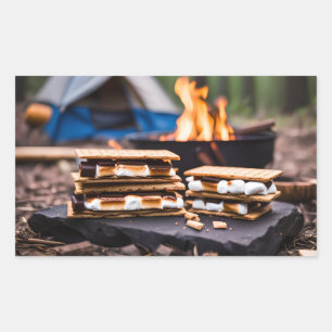Rectangular S'mores Frente Al Pegatina De Campfire