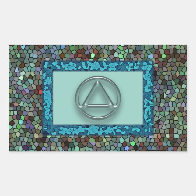 Rectangular Sober Sobriety Recovery Circle Triangle Pegatina (Anverso)