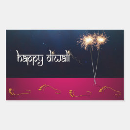 Rectangular Sparkling Happy Diwali - Pegatina