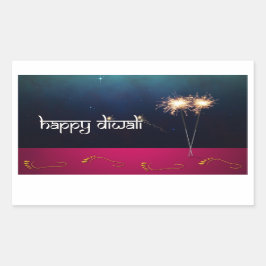 Rectangular Sparkling Happy Diwali - Pegatina