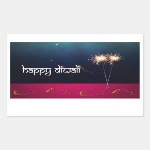 Rectangular Sparkling Happy Diwali - Pegatina