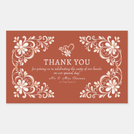 Rectangular Sunset Rust Shabby Chic Gracias Pegatina Boda