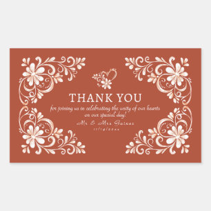 Rectangular Sunset Rust Shabby Chic Gracias Pegatina Boda