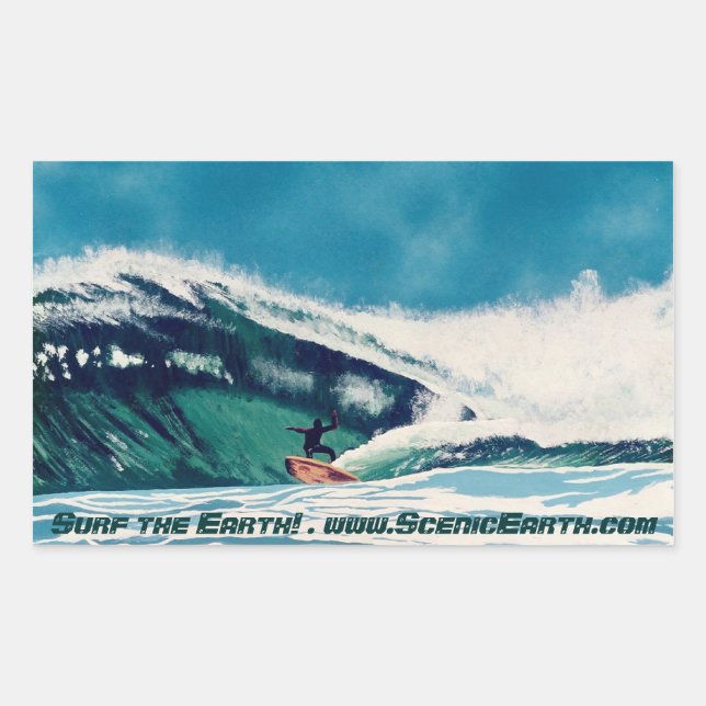 Rectangular Surfer Surfing Surf Water Pegatina art decal CA (Anverso)