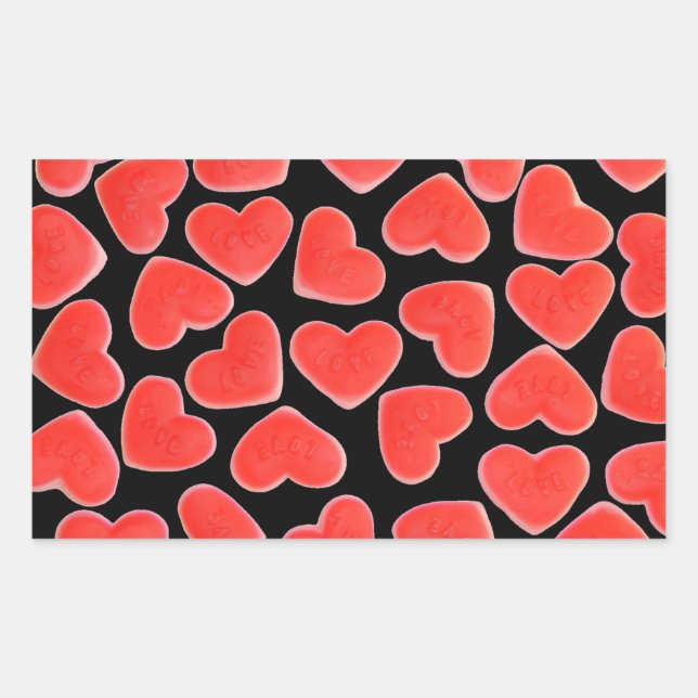 Rectangular Sweet Hearts pegatina rectángulo negro (Anverso)