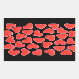 Rectangular Sweet Hearts pegatina rectángulo negro