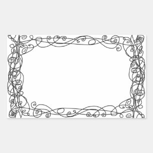 Rectangular Swirly Vines Pegatina Bookplate
