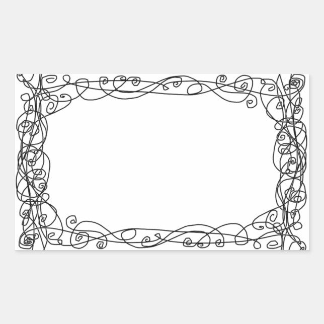 Rectangular Swirly Vines Pegatina Bookplate (Anverso)