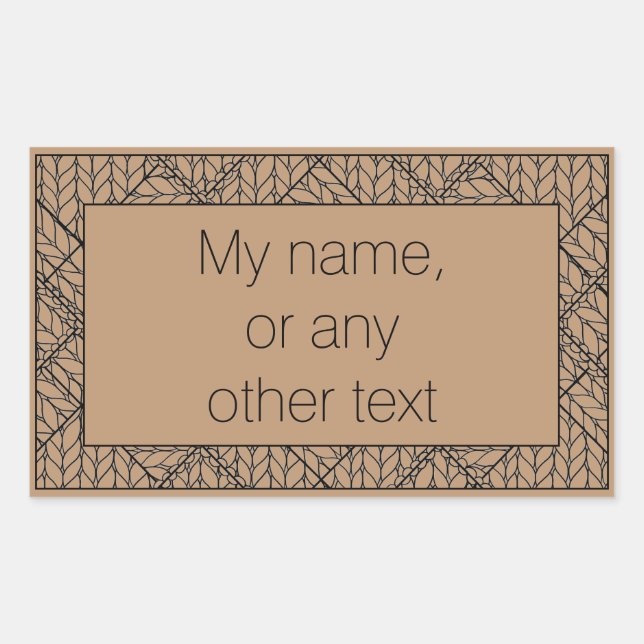 Rectangular TAN ARGYLE KNIT Rectangle Pegatina + texto (Anverso)
