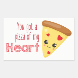 Rectangular tienes una pizza, mi corazón ama pegatina