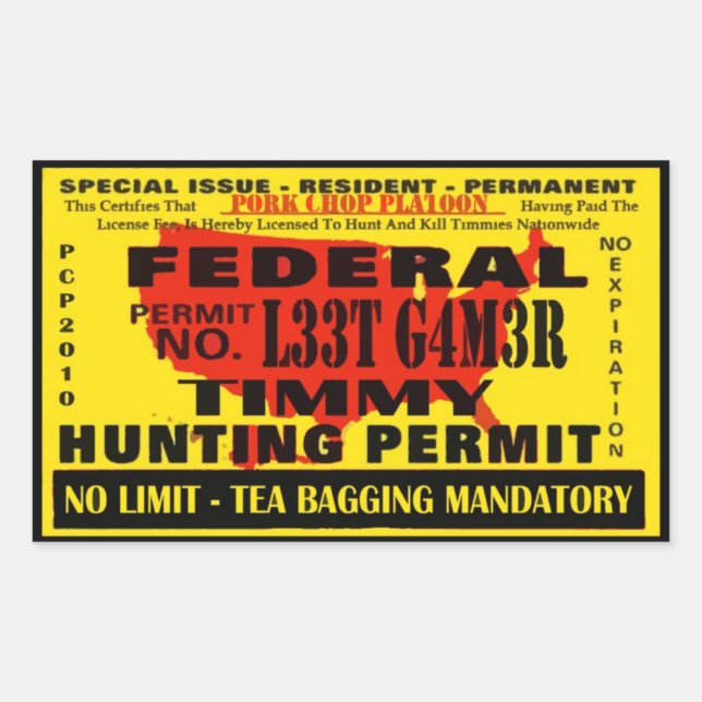 Rectangular Timmy Hunter Pegatina (Anverso)