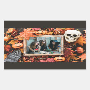 Rectangular TU FOTO en un pegatina fotográfico de Halloween
