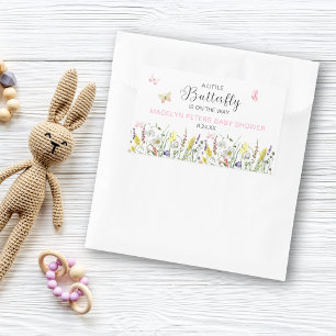 Rectangular Un pequeño Pegatina de Baby Shower de mariposa sil