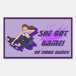 Rectangular Una Personalizado Pegatina de Skateboarder