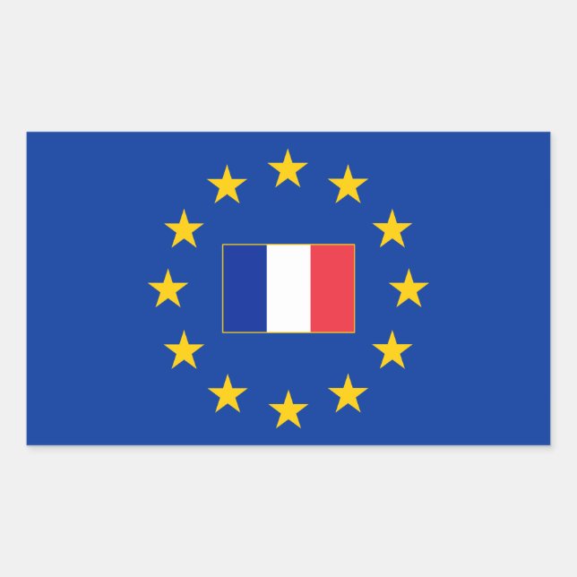 Rectangular Unión Europea Francia Rectangle Pegatina (Anverso)