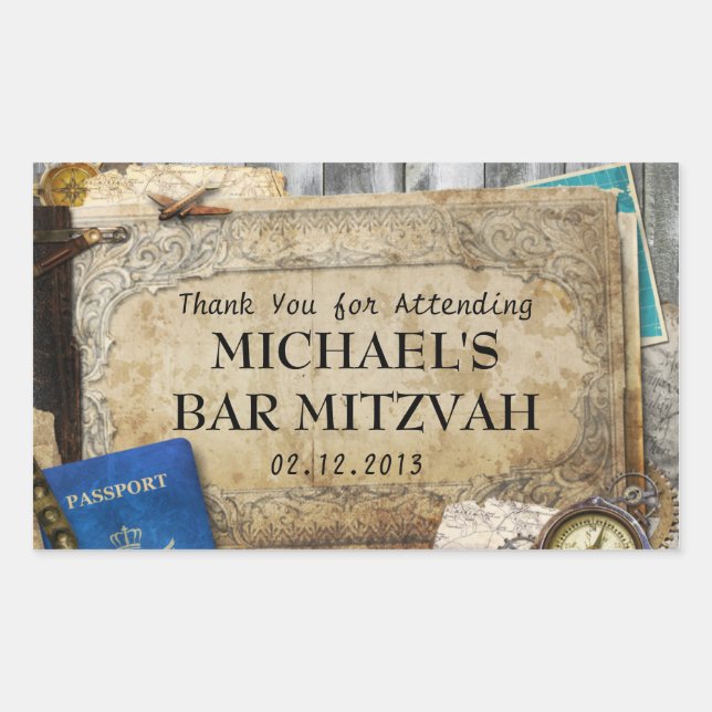 Rectangular Viajero del Mundo Viejo Gracias Pegatina (Anverso)