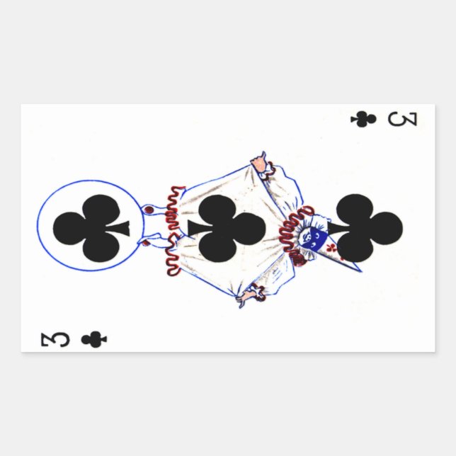 Rectangular Vintage 3 de Clubs Pegatina (Anverso)