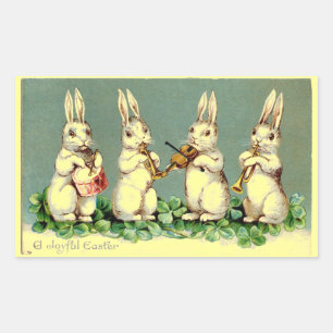 Rectangular Vintage Bunny Band Easter Pegatina