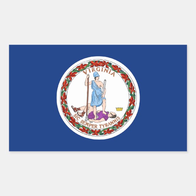 Rectangular Virginia State Flag Pegatina (Anverso)