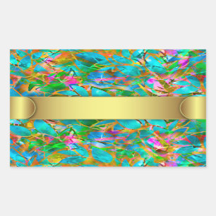 Rectangular Vitral abstracto floral del pegatina