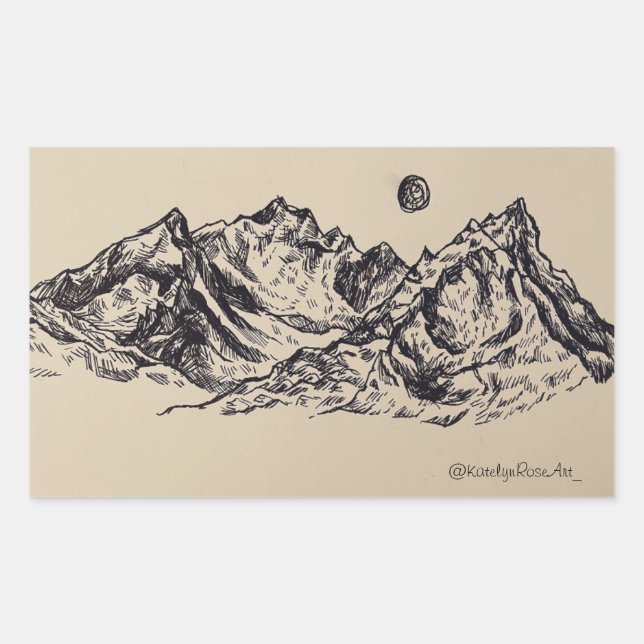 Rectangular Whimsical Mountain Pegatina (Anverso)