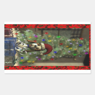 Rectangular Yule Puppy Rectangle Pegatina