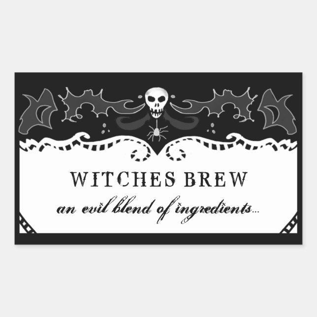 Rectángulo de Halloween Etiqueta de blanco y negro (Anverso)