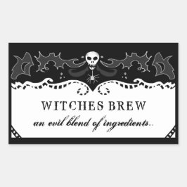 Rectángulo de Halloween Etiqueta de blanco y negro