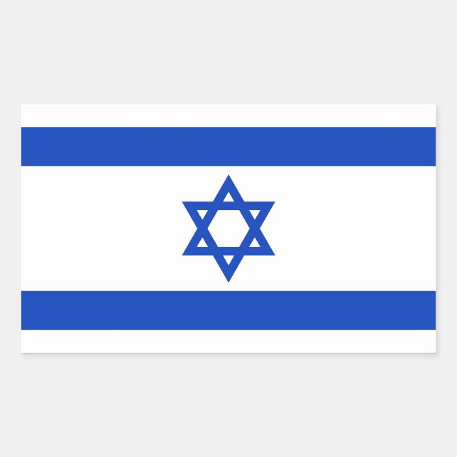 Rectángulo pegatina con bandera de Israel (Anverso)