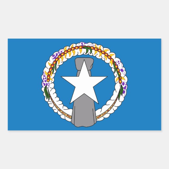 Rectángulo pegatina con bandera de Mariana del Nor (Anverso)