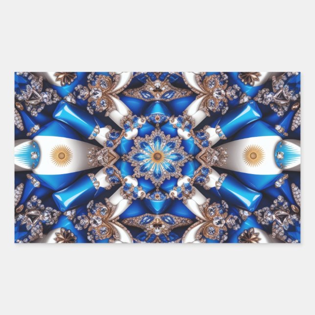 Rectángulo pegatina con colores argentinos (Anverso)
