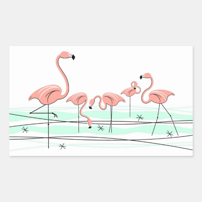 Rectángulo pegatina del grupo oceánico Flamingo (Anverso)