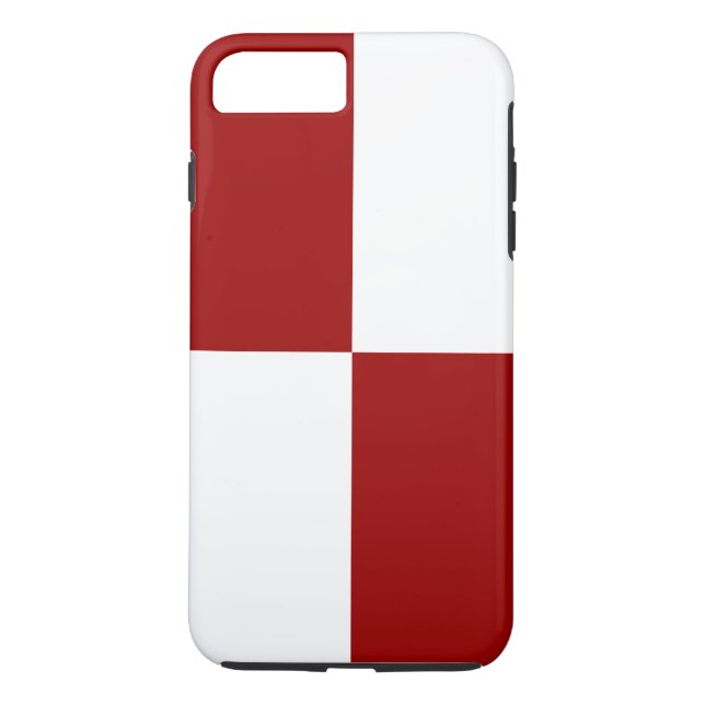 Rectángulos rojos y blancos Funda duro para iPhone (Reverso)