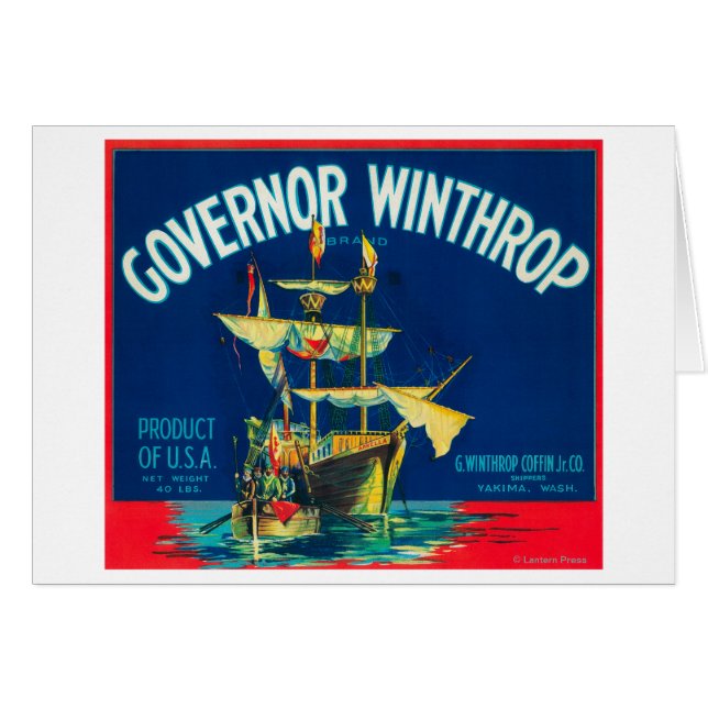 Rector Winthrop Apple Label (rojo) - Yakima, WA (Anverso (Horizontal))