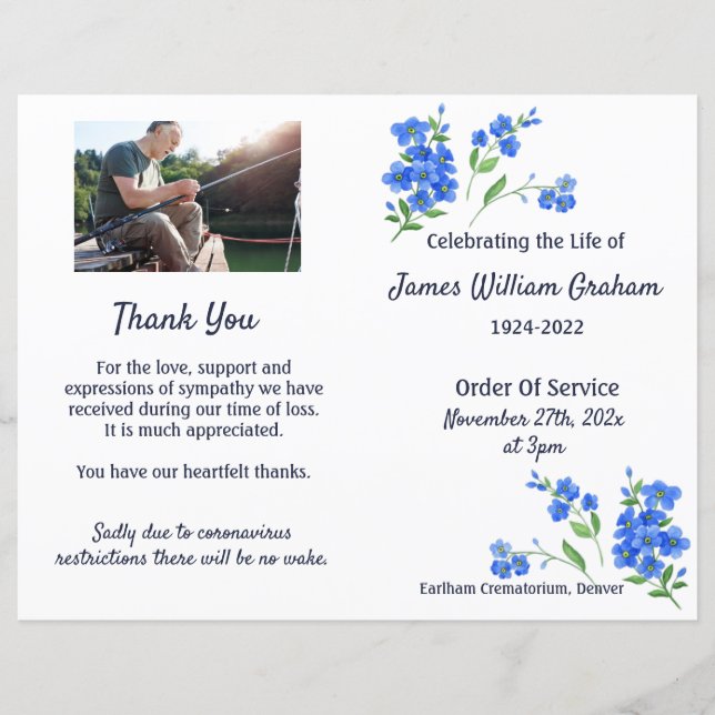 Recuento Del Programa De Orden Funeral De Servicio (Anverso)