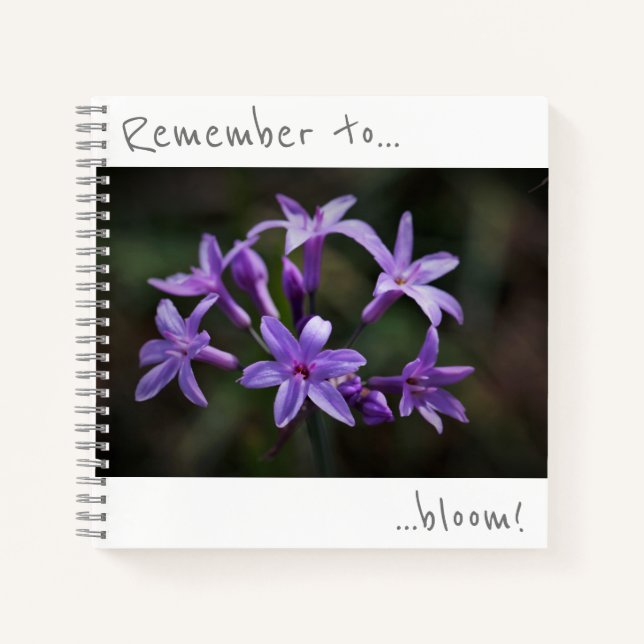 Recuerda florecer Cuaderno de flores azules púrpur (Anverso)