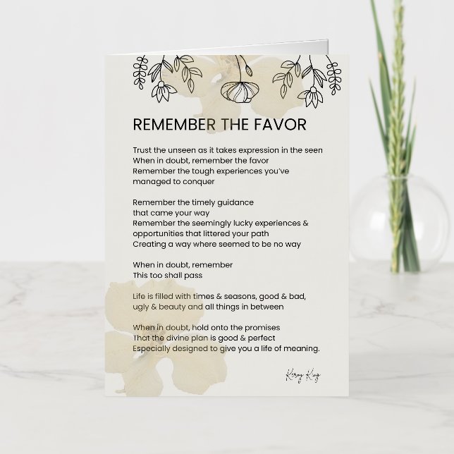 Recuerden El Favor - Poema De Mejora De Gracia (Anverso)