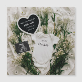Recuerdo de anuncio de embarazo floral neutral